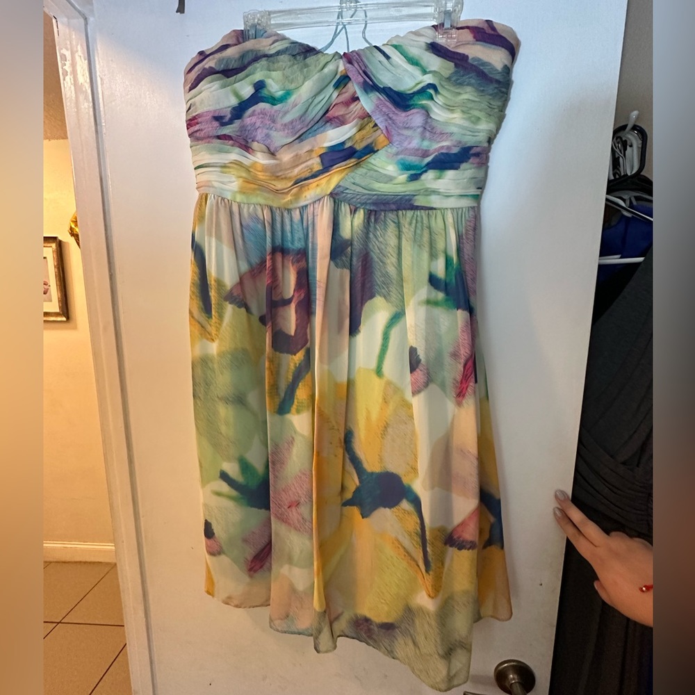 Donna Morgan Strapless multicolored dress. Worn once.